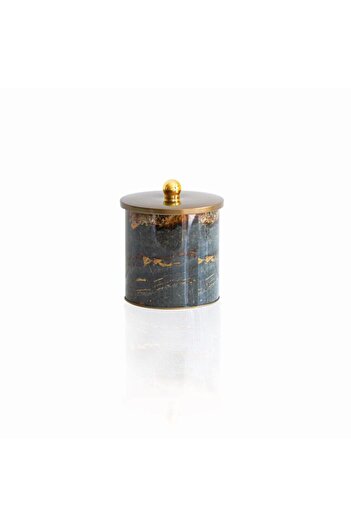 EVLE Ef143-h8 - Кругла металева коробка для зберігання шириною 14 см з рок- та золотим візерунком