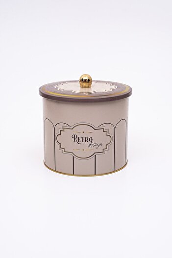 EVLE Retro Patterned Food Storage Container - Metal Storage Container 17.5 Cm X 15.5 Cm Er146-u6