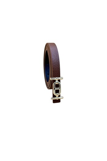 Universal Women's Tan Metal Buckle 100% Vegan Leather Belt Patterned Goal Detailed Thin Daily Use