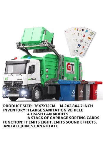 Choice1 Large Garbage Truck Toys for Boys,Garbage Truck Toys Metal Diecast, Friction Powered Toy Garbage Tru