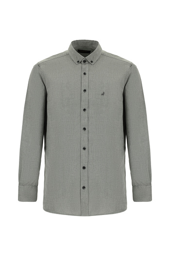 Abdullah Kiğılı Long Sleeve Regular Fit Cotton Button Lapel Oxford Shirt