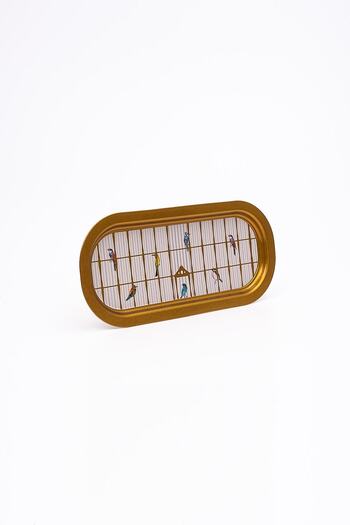 EVLE Ee168-t7 Bird Cage Patterned Oval Tray 16x35 Cm