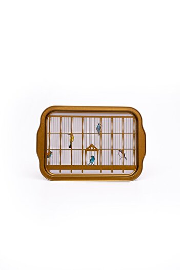 EVLE Bird Cage Patterned Metal Tray - Tea Coffee Tray - Presentation Tray 21 Cm X 31 Cm Ee162-t7