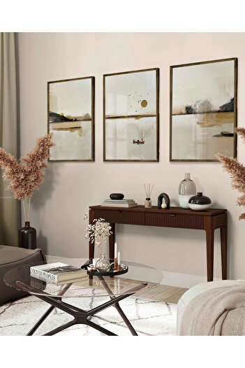Vetro Design Altın Yansımalar Çerçeveli Tablo Set