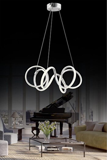 İstanbul Avize İstanbul Avize Delux Gümüş Ledli Modern Beyaz Power Led Avize Led Avize