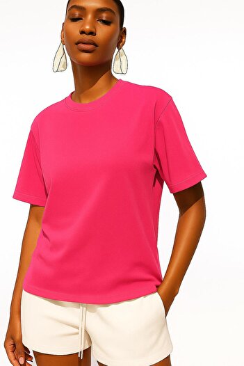 HAKKE Crew Neck Oversize Cotton T-Shirt