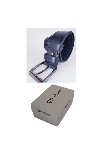 Deribond Navy Blue Men's Belt 100% Genuine Leather, Gift, Special Box 4.50 cm