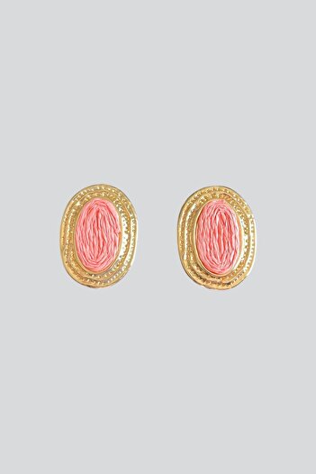 stravis Oval Textured Wicker Detail Earrings