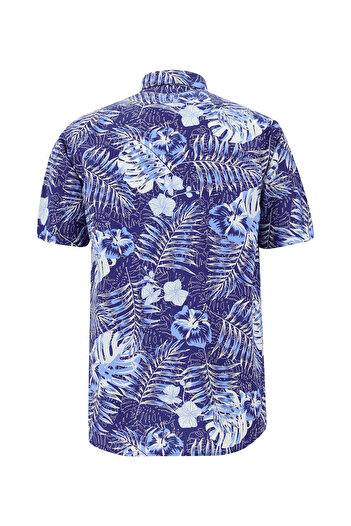 Abdullah Kiğılı Short Sleeve Regular Fit Pattern Cotton Easy-Iron Shirt