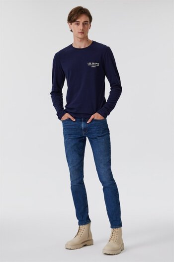 Lee Cooper Jeff Normal Bel Dar Kesim Çok Dar Paça Mavi Erkek Jean Pantolon