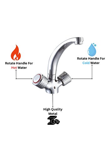 Generic ITG Kitchen Mixer Faucet – Dual Handle, Chrome Finish, Wall Mount, SASO Certified, 5-Year Warranty