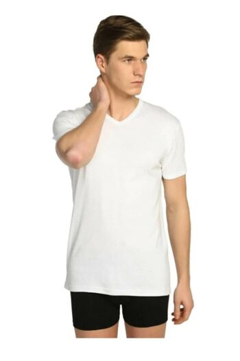 Tutku Men's Triple Ribbed V-Neck Undershirt Sweat0107
