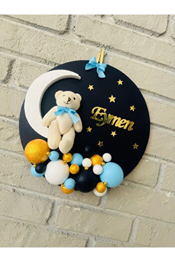 NeşeliAtölyem 30 cm Yuvarlak Bubble Bebek Kapı Süsü Hastane Doğum Odası