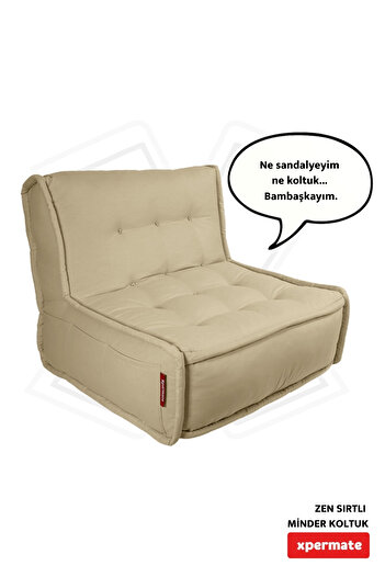 XPERMATE Sırtlı Minder Koltuk Iskandinav Tarzı Ergonomik Yer Koltuğu Sırtlıklı Oturma Minderi 80x60 Bej Zen