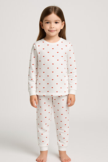 Ropi Girl's Heart Patterned Pajama Set