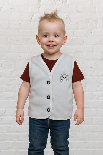 TNY Teddy Bear Embroidered Children's Vest with Fleece Inside Unisex