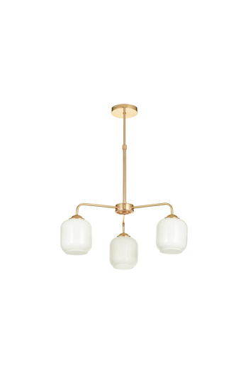 Avizemoda Siena 3 lü Beyaz Camlı Salon Oturma Odası Modern Sarkıt Avize - (Gold Kaplama)