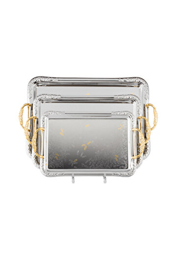 Dania Al-saif Metal Serving Trays Set With Three Different Sizes