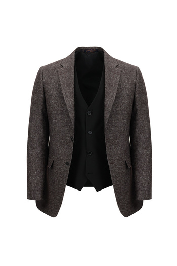 Abdullah Kiğılı Woolen Linen Suit with Slim Fit Slim Fit Combination Vest