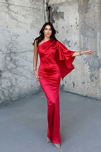 Sindimoda Camelia Tek Kol Saten Abiye 582922