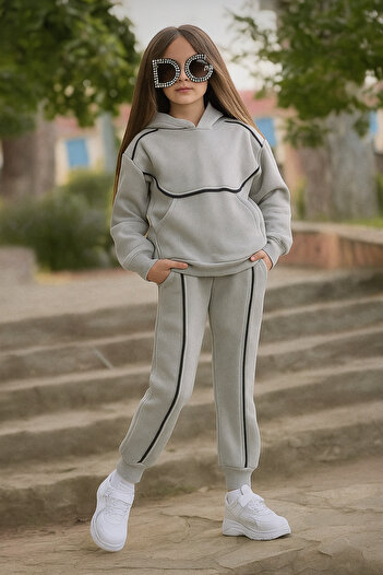 MAXI DRY Girl's Hundred Percent Cotton Hooded Double Bottom Top Set