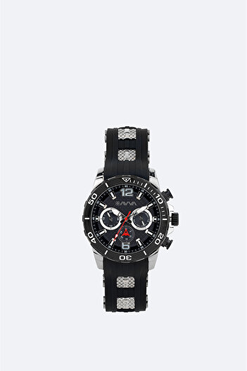 Avva Men's Black - Silver Silicone Watch B009033