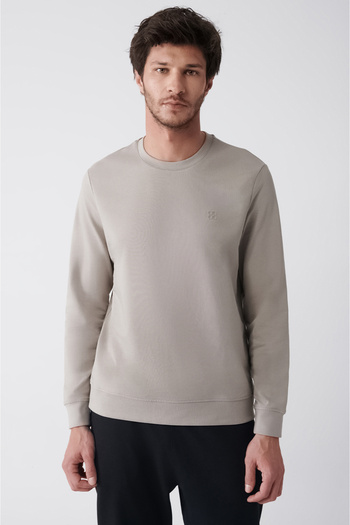 Avva Men's Stone Crew Neck Cotton 2 Thread Non-Rated Sweatshirt E 001200