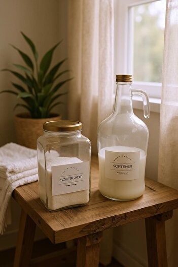 SİDERDESİNG Siderdesign 2-Piece Glass Decorative Set Jar Detergent 3 Lt and Gallon Softener 3 Lt