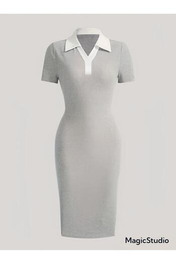 Machetta Γυναικείο φόρεμα Polo Neck Trend 100% βαμβακερό χτενισμένο βαμβακερό