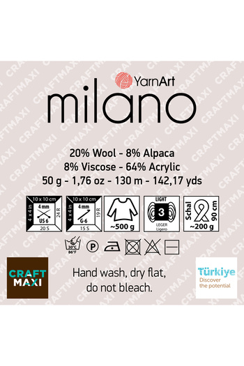 Yarnart Milano - Πλεκτό Νήμα Χειρός Λευκό-851