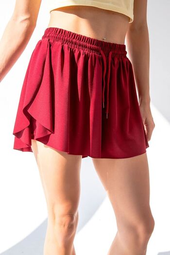 la & vetta Burgundy Loose Fit Leggings Sports Shorts