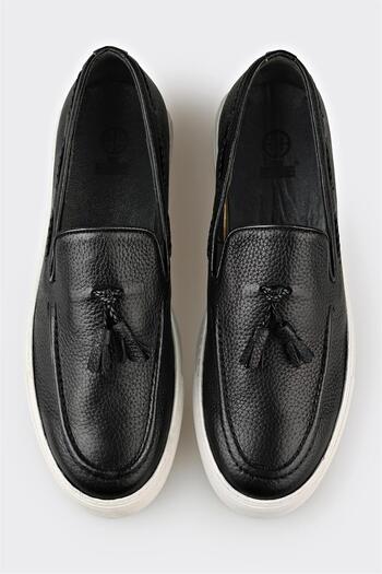 Elle Shoes Siyah Deri Erkek Loafer