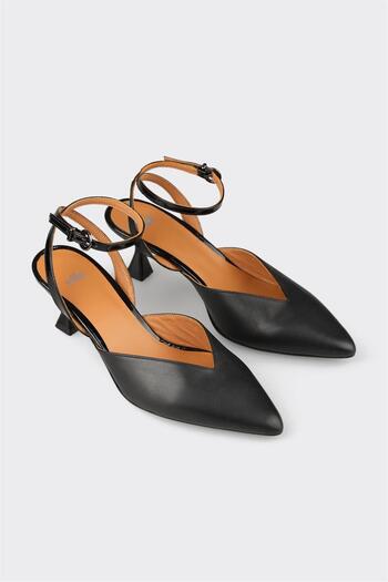 Elle Shoes Siyah Deri Kadın Topuklu Ayakkabı