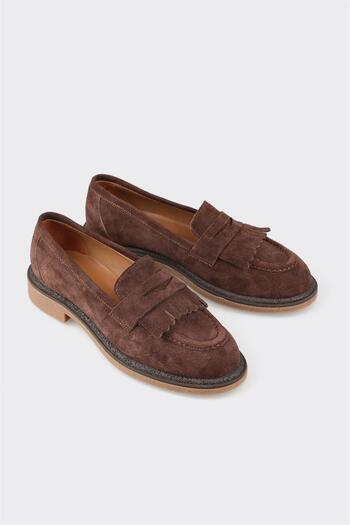 Elle Shoes Дамски мокасини от кафява кожа
