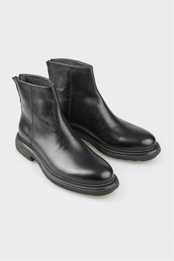 Elle Shoes Μαύρες δερμάτινες ανδρικές μπότες casual