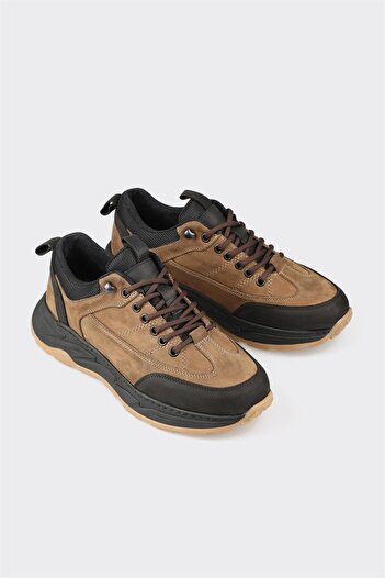 Elle Shoes Bej Deri Erkek Spor Ayakkabı
