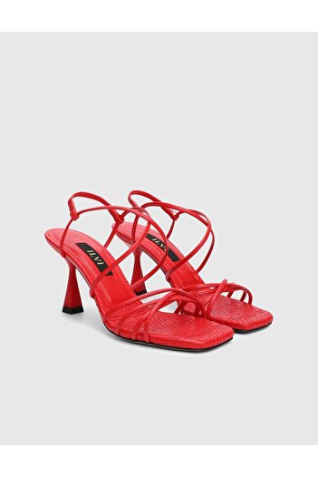 İLVİ Hotaru Genuine Leather Red Women's Heeled Sandals