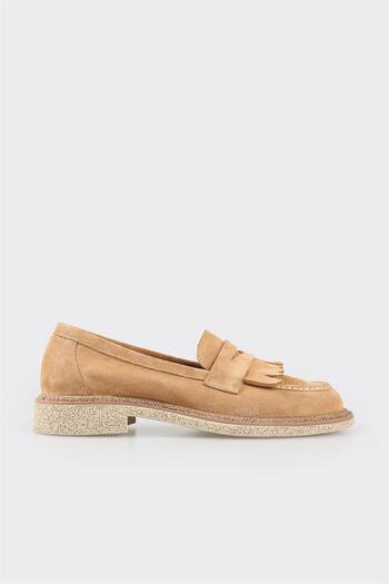 Elle Shoes Дамски мокасини от камилска кожа