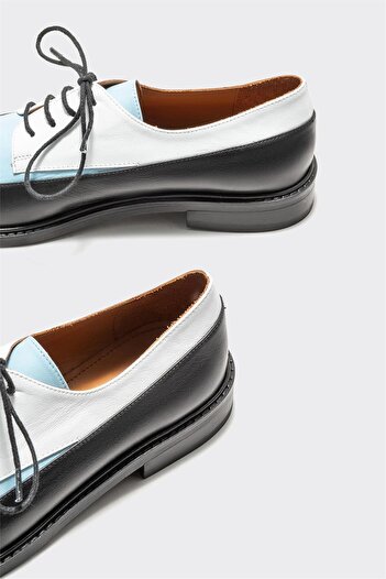 Elle Shoes Mavi Deri Kadın Oxford