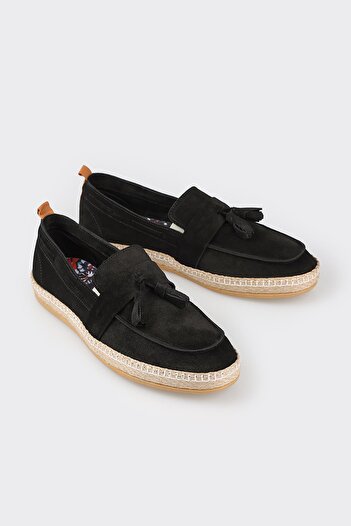 Elle Shoes Μαύρη Δερμάτινη Ανδρική Εσπαντρίγια