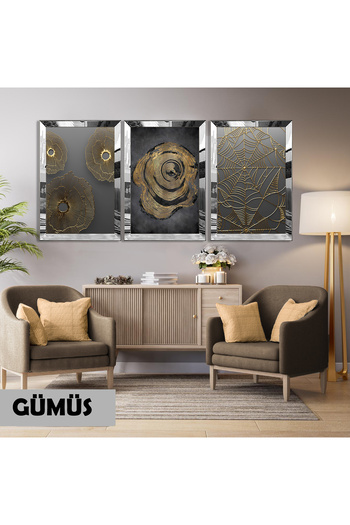 Harikabirev Amazing | Gold Abstract Pattern Combination (Bohem) | Plexiglass Framed Mdf Plksmdf