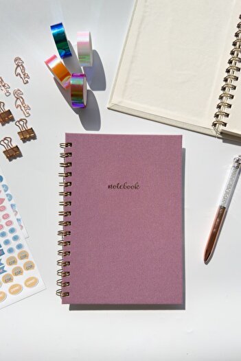 Martius Art A5 Spiral Hard Cover Linen Plain Unlined Undated Notepad Lilac