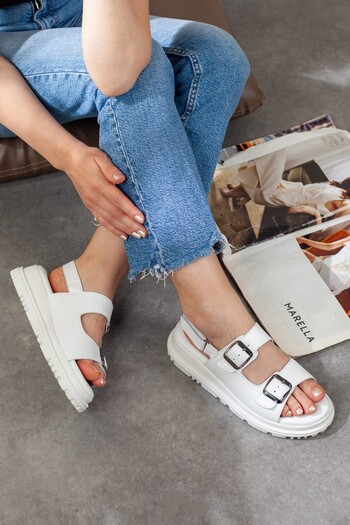 Adım Adım Women's Extra Comfortable Genuine Leather Buckle Sandals