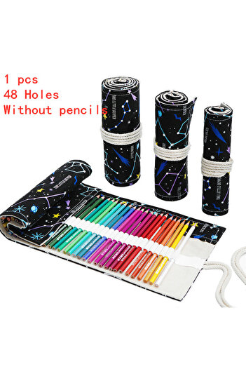 Choice B-48 Holes 12/24/36/48/72 Hole Colorful Cloth Pencil Case Stationery Cosmetic Pencil Storage Bag Pen