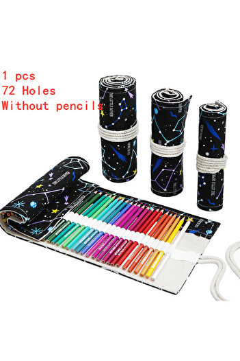 Choice B-72 Holes 12/24/36/48/72 Hole Colorful Cloth Pencil Case Stationery Cosmetic Pencil Storage Bag Pen