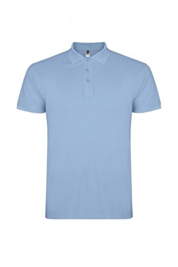 OEM Men's short-sleeve polo shirt, cotton, light blue, size L