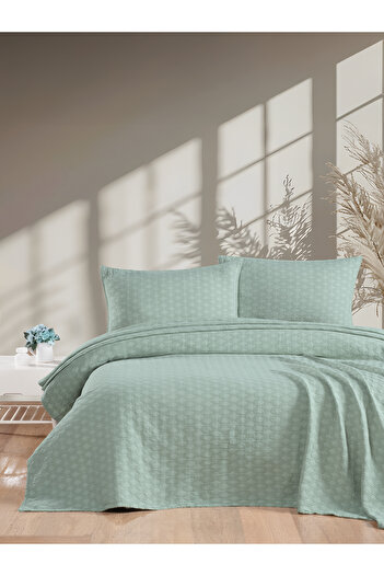 BED LİNE Elvira Bedspread Set Double Mint Boxed