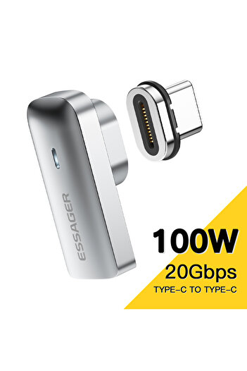 essager Grey Adapter PD 100W Magnetic USB C OTG Adapter Fast Charging Type C Magnet Connector 20Gbp