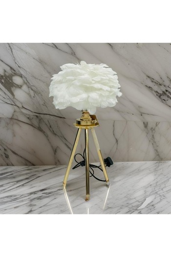 DEC10 Elegant white and gold lampshade