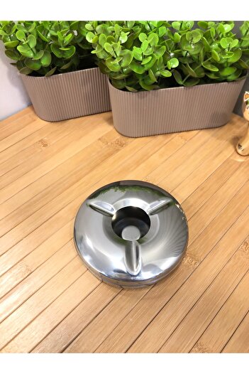 Snow Homs Stainless Steel Ashtray with Stainless Lid, 12 Cm, No Odor for 3 Persons